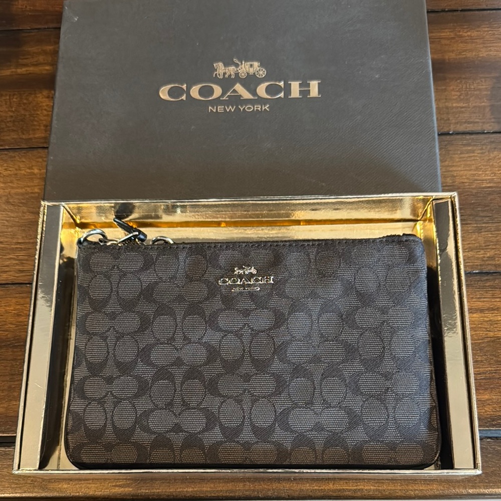 Coach Black Wallet with Signature Monogram